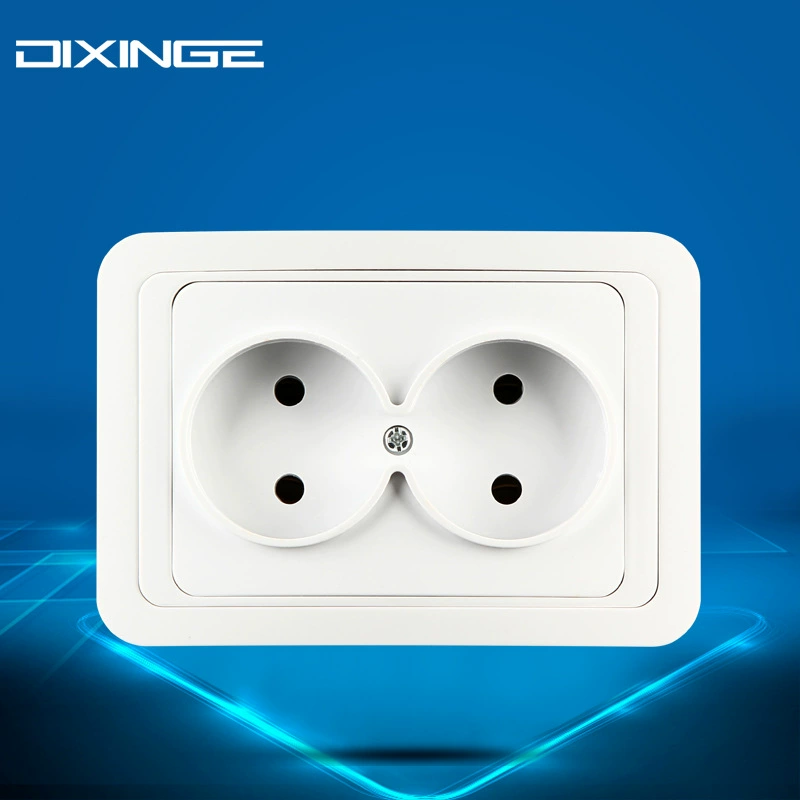 European 2‑pole power socket (DIXINGE) ABS panel, porcelain seat, single or double outlet