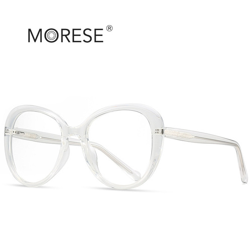 2020 New Amazon Hot Selling Women's Large Frame Fashion Round Anti-Blue Light Flat Mirrors TR90 Glasses Frame 2013