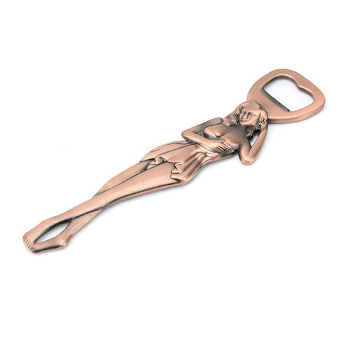 Retro Russian beauty brushed electroplated antique red copper bottle opener creative personalized metal beer opener pendant