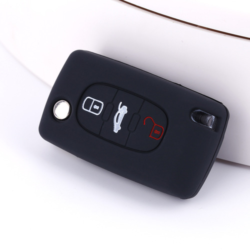 PEUGEOT Fold 3-Button 408 Silicone Car Key Fob Case with Keyless Remote Protection