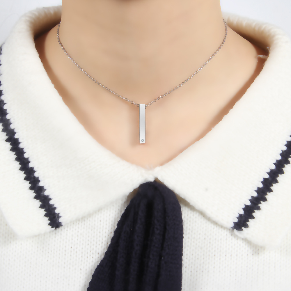 304 Stainless Steel Chain Material Simple Style Customization Laser Engraving 304 Stainless Steel Plating Unisex Pendant Necklace Men Pendant Necklaces