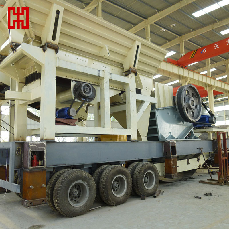 600x900颚式移动破碎站 轮胎可移动破碎站 砂石料破碎站