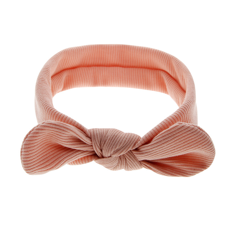 Children's Solid Color Rabbit Ears Striped Elastic Headband Baby Head Rope Hairband display picture 1