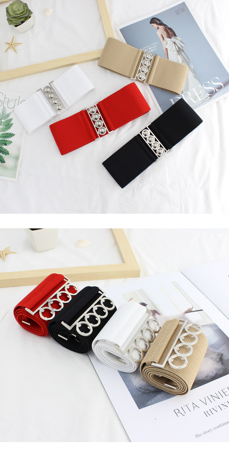 Simple Style Solid Color Alloy Elastic Band Women's Woven Belts display picture 1