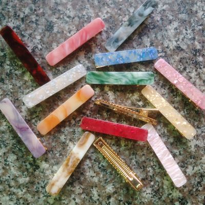 Manufactor customized Foreign trade Duckbill clip Marble Water ripples Acrylic Acetic acid Card issuance Edge clamp Word folder Hairdressing