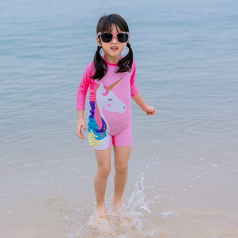 22 New Girls' Unicorn Swimsuit Flower Color Big Middle School Korean Children's Swimsuit Girl Student Skirt 3