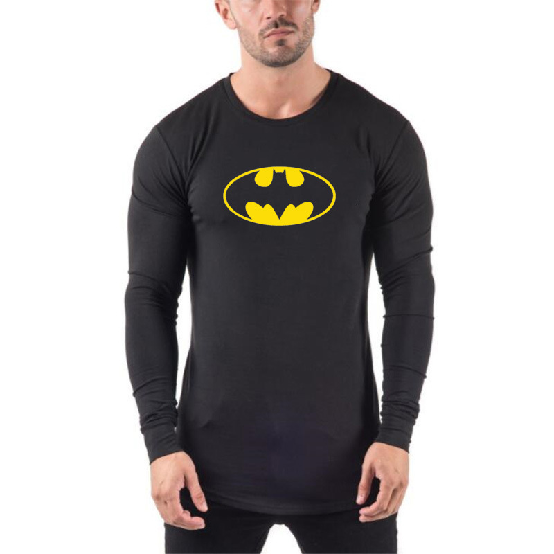 Batman Printed Fitness Sports Long-sleeved T-shirt Men's Spring and Autumn Casual Slim Training Clothes Workout Base Shirt Batman Printed Fitness Sports Long-sleeved T-shirt Men's Spring and Autumn Casual Slim Training Clothes Workout Base Shirt