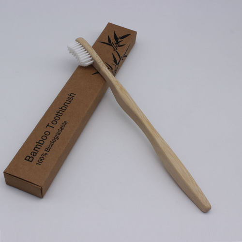 Curved Handle Bamboo Toothbrush Three Bends Thick Handle Brush Self-produced Foreign Trade Toothbrush Manufacturer Processing Thick Curved Handle Bamboo Brush