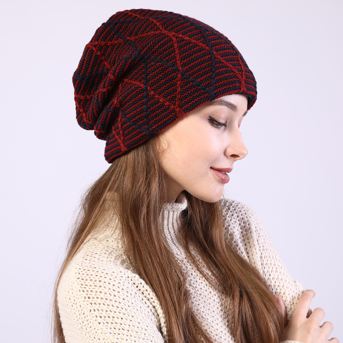 Knitted Beanie Hat For Autumn And Winter Warm Ear Protection_voghion.com