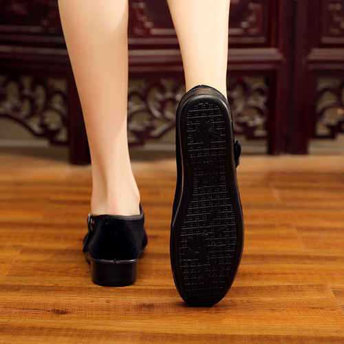 Old Beijing Style Women's Fabric Shoes Spring Soft Sole Non-Slip Hotel Work Shoes Dance Shoes Polyurethane Flat Shoes Plus Size