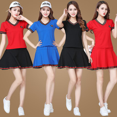 Square dance clothing set for middle-aged and elderly women, short-sleeved dance top, summer new pure cotton team ghost step dance performance uniform