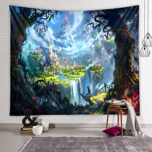 Wall hanging wall decor Bedside dormitory wall decoration tapestry background cloth hanging cloth fairy tale world canvas