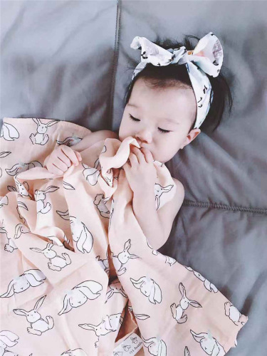 Reactive printed bamboo cotton gauze blanket gauze wrap gauze swaddling towel play mat baby blanket