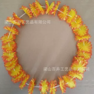 厂家夏威夷挂脖花环24对大花瓣彩色花项链沙滩派对度假拍照道具