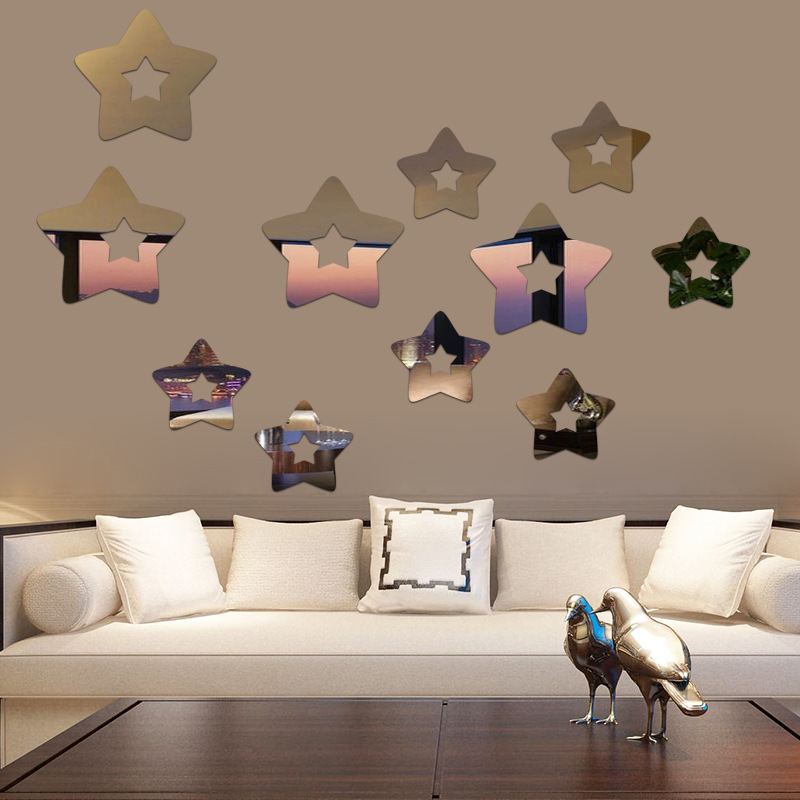 Acrylic Star Mirror Wall Stickers 3d Decorative Mirror Decals_voghion.com