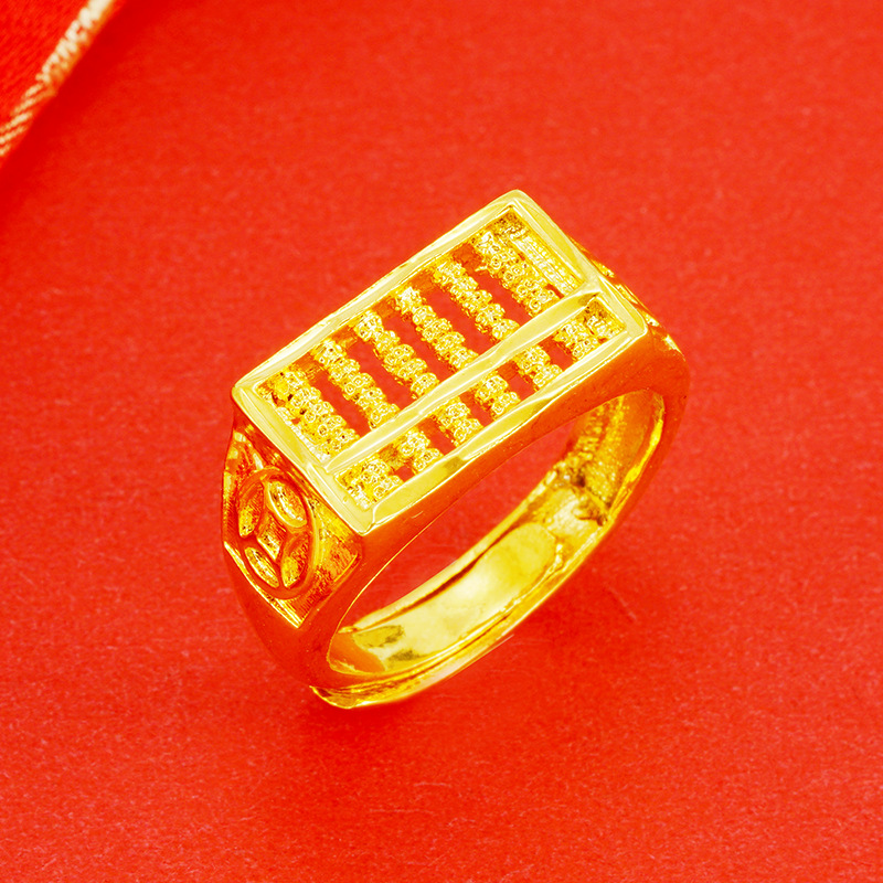 Simple de cobre chapado en oro de arena de oro abierto Ábaco hombres y mujeres anillo al por mayor transfronterizo caliente suministro anillo de oro de imitación