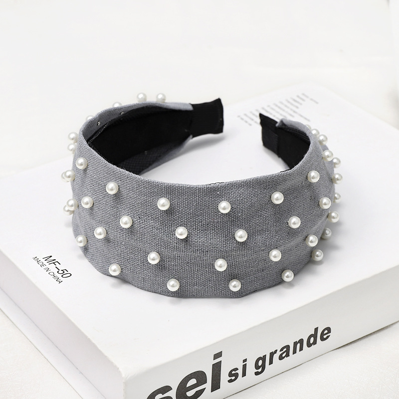 Corée Du Sud Importation Simplicité Nail Perle Solide Couleur Bandeau Croix-frontière Europe Et Amérique Épingle À Cheveux Avec Large Bord Yiwu Cheveux Accessoires Ventes Directes 2021 display picture 4