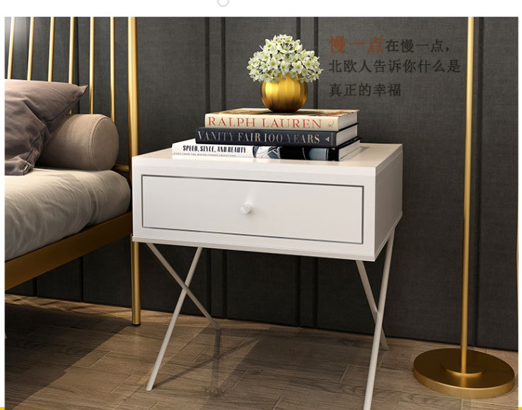 床头柜简约现代床边柜铁艺小柜子酒店北欧卧室简易ins床头柜小