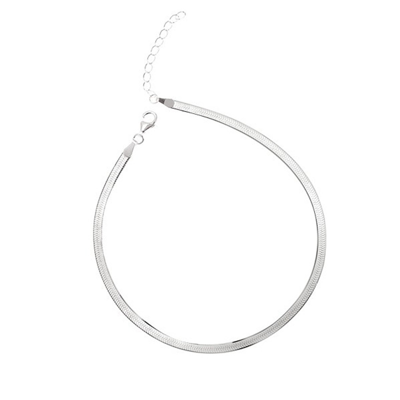 S925 plata esterlina hueso de serpiente tobillera Femenina Japonesa y coreana personalidad simple nicho diseño estudiante Mori tobillo cadena