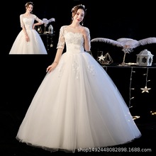 苏州虎丘婚纱厂家显瘦大码蓬蓬裙复古一字肩韩式显瘦婚纱2025新款