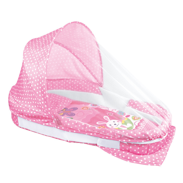 音乐灯光折叠式婴儿卡通图案床中床 简便带蚊帐全包围婴儿分隔床详情图1