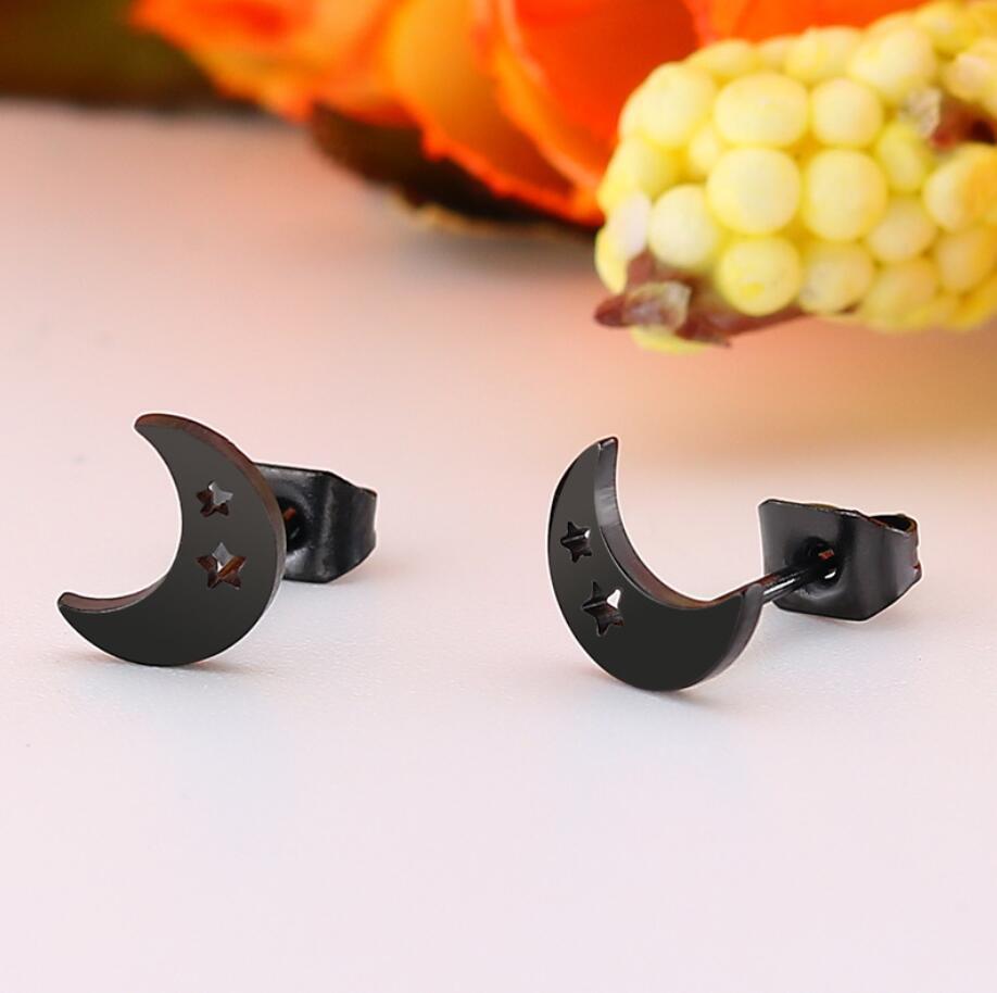Women's Simple Style Moon Stainless Steel No Inlaid Ear Studs Hollow Out Stainless Steel Earrings display picture 4