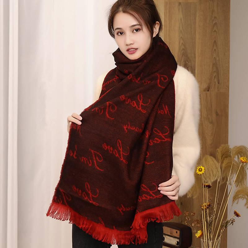 新款男士围巾冬季加厚保暖披肩女流苏秋冬女士提花仿羊绒围巾批发