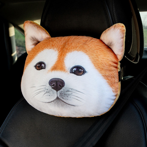 Car headrest 3D Husky car pillow seat trendy brand neck pillow cartoon car interior supplies cute