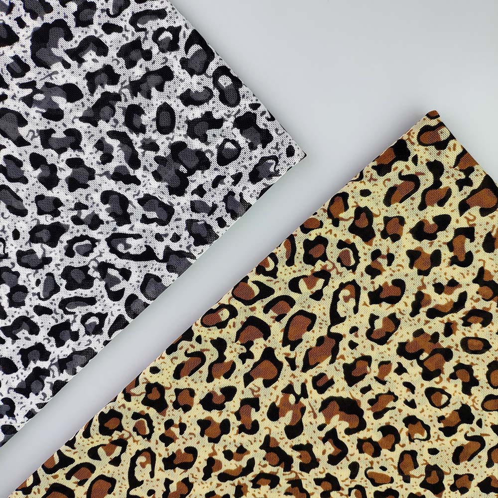 锦氨柔软四面弹力网布印花 豹纹印花 情趣内衣打底衫面料