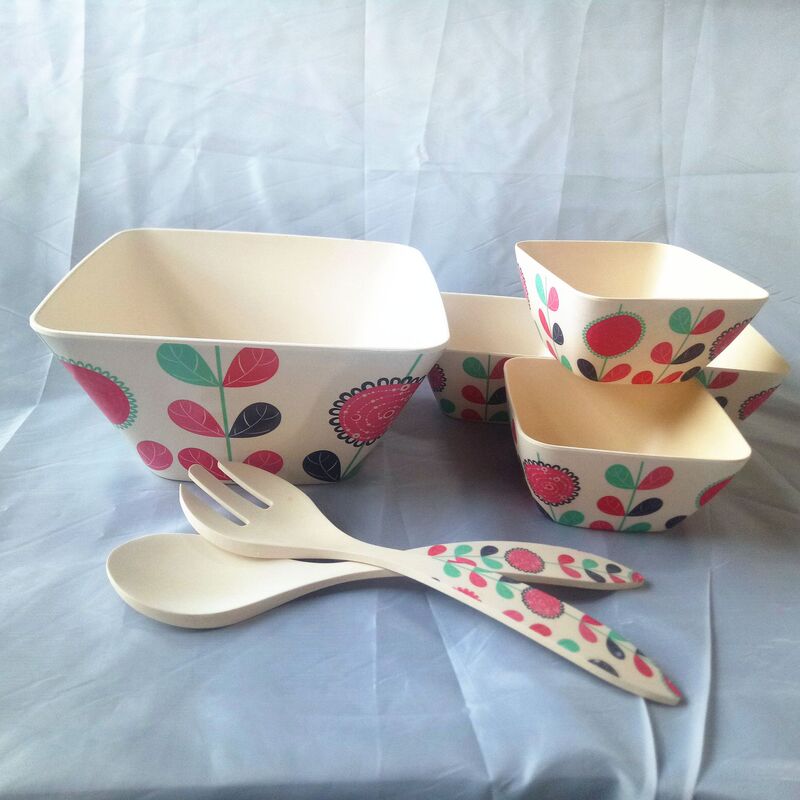 Natural bamboo fiber bamboo powder bamboo tableware square bowl set melamine bamboo powder materials can be customized