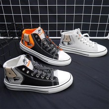 Men and Women canvas shoes high top upper printedЬl