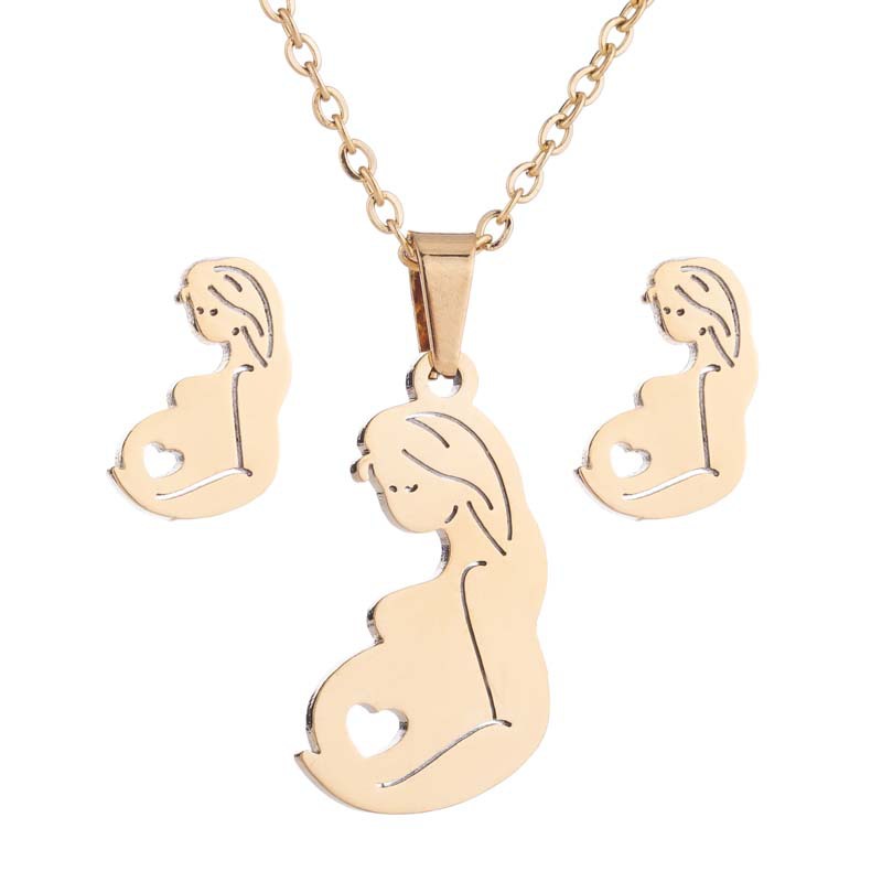 20g Weight Vacuum Plating Gold Plating Process Wholesale Jewelry Retro Portrait 201 Stainless Steel 18K Gold Plated Plating Ear Studs Necklace