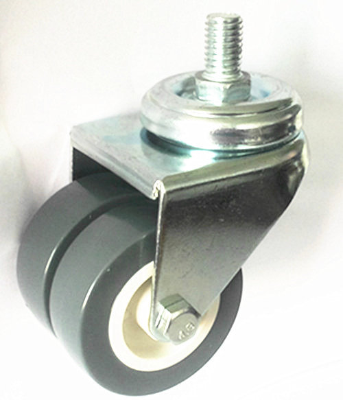 工业脚轮万向轮 2寸双轮PVC丝杆轮 冰箱/洗衣机轮 厂家供应