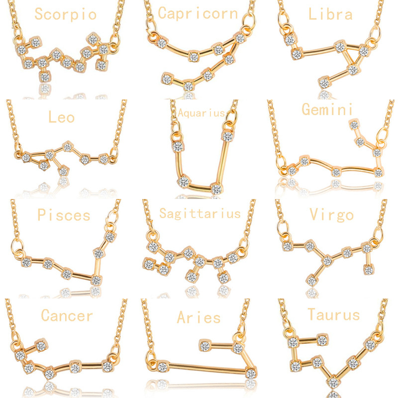 Simple Style Constellation Alloy Rhinestone Plating Womenu0027S Pendant Necklace