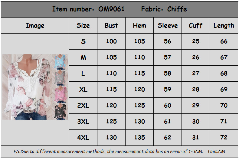 autumn new long-sleeved V-neck printed chiffon shirt  NSZH21713