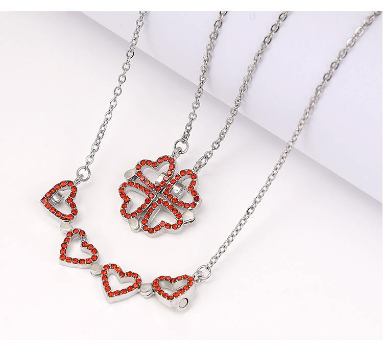 Mode Herzform Legierung Kupfer Überzug Inlay Kristall Halskette Mit Anhänger 1 Stück display picture 3