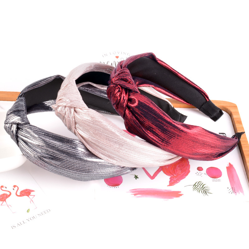 Bright Silk Knotted Wide-brimmed Fashion Headband display picture 3