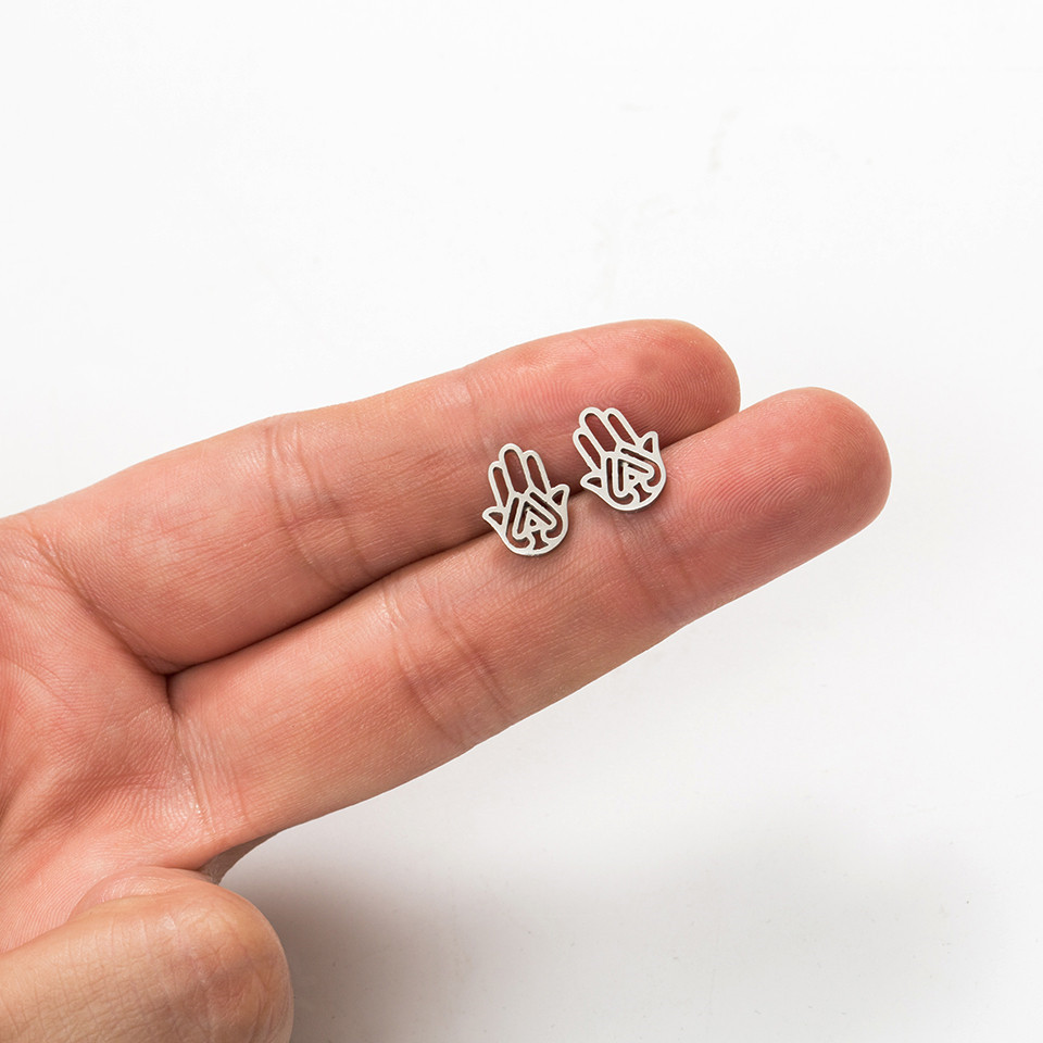 Simple Style Hand Of Fatima Stainless Steel Plating Ear Studs 1 Pair display picture 4