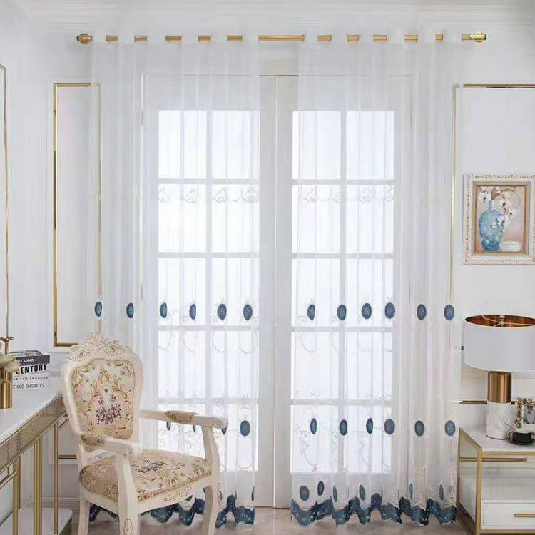 淘宝爆款绣花窗帘纱 客厅百搭网格贴绒窗纱厂家批发窗帘店成品|ms