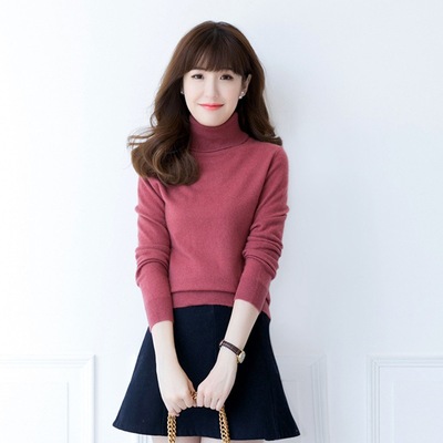 2020秋冬新品山羊绒衫女高领长袖针织毛衣翻领修身百搭打底毛衫外|ms