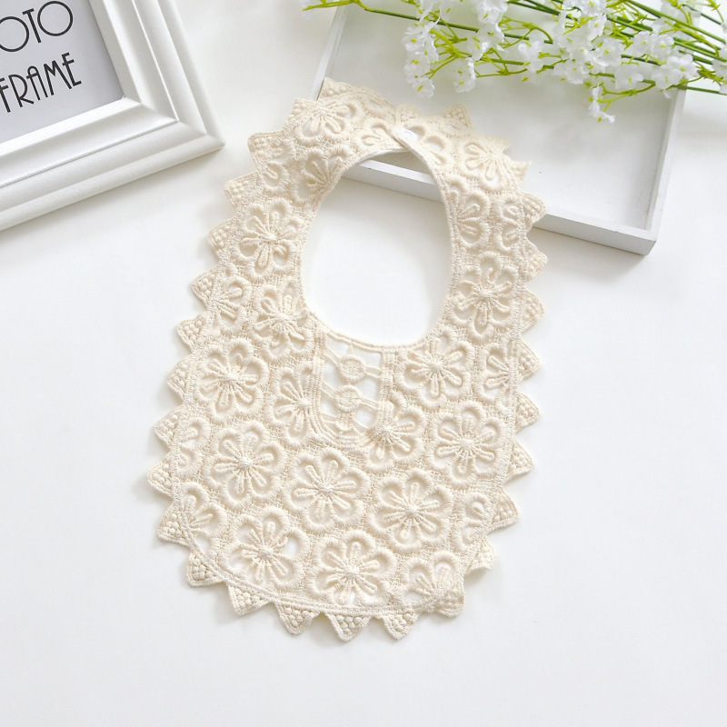 레이스 턱받이-U. 살구색