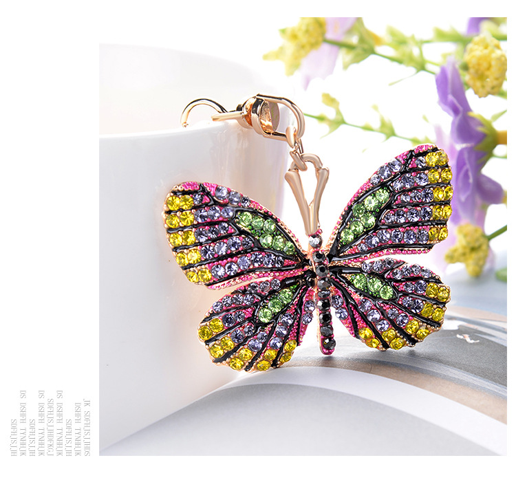 Retro Butterfly Zinc Alloy Inlay Rhinestones Women's Bag Pendant Keychain display picture 2