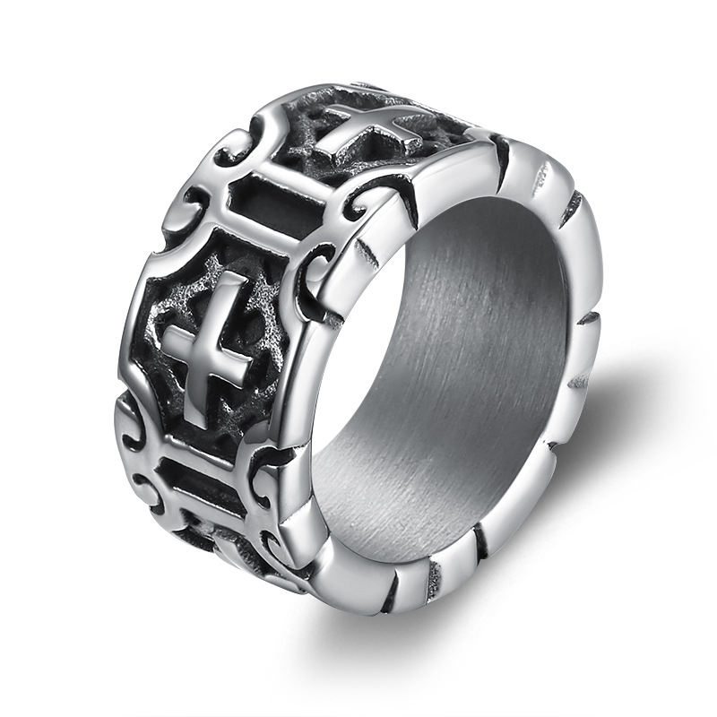 25g Weight Rings Classification Hip-Hop Punk Cross 304 Stainless Steel Men'S Rings