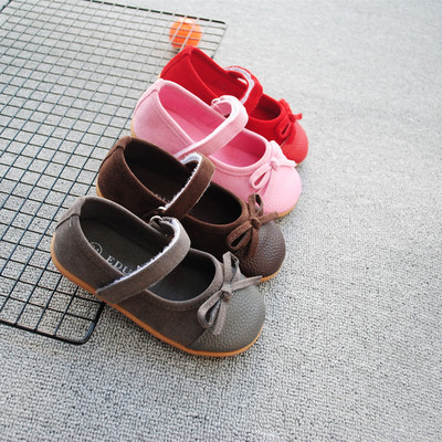 EDUBA Spring and autumn season new pattern girl Single shoes Velcro leisure time Princess shoes leisure time bow Female baby Single shoes