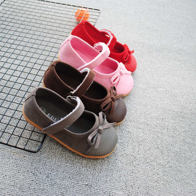 EDUBA Spring and autumn season new pattern girl Single shoes Velcro leisure time Princess shoes leisure time bow Female baby Single shoes