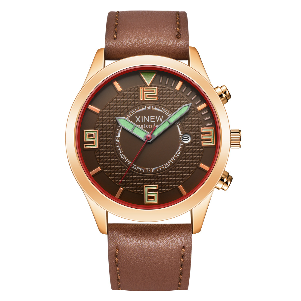 Foreign Trade New Men's Watch Aliexpress Belt Quartz Watch Wish Calendar Men's Watch Manufacturers Spot Specials Wholesale