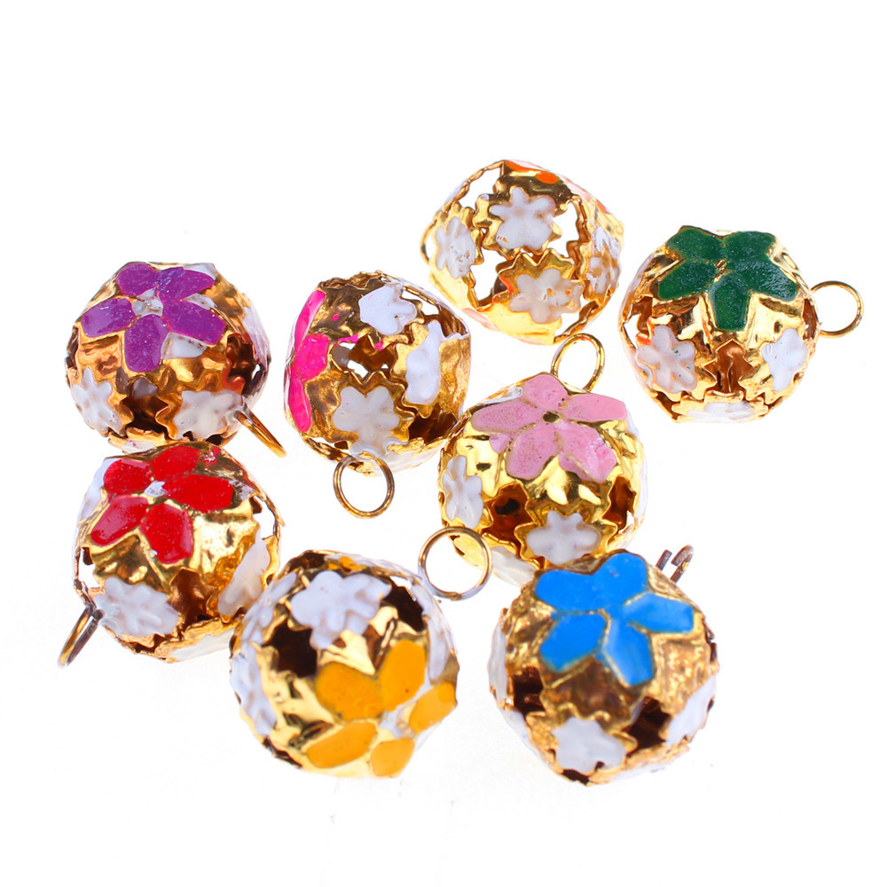 1 cloisonne estilo japonés flor bola campana hecha a mano DIY antiguo decorativo campana material accesorios colorido hueco campana