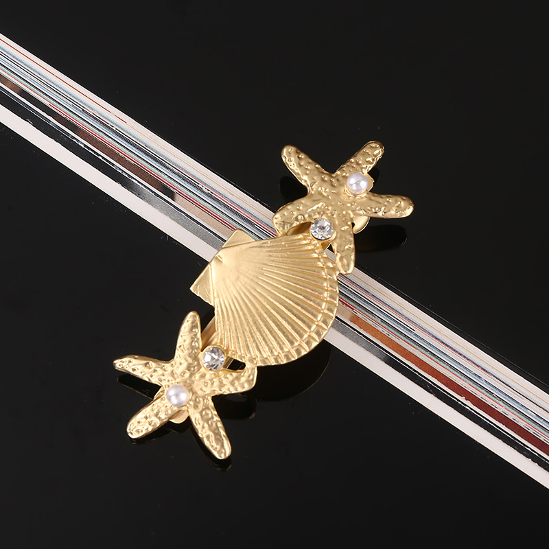 Women's Casual Marine Style Starfish Shell Alloy Inlay Rhinestones Pearl Hair Clip display picture 15