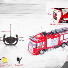 跨境热销爆款五通遥控喷水消防车带灯光声包充电 无线遥控玩具车