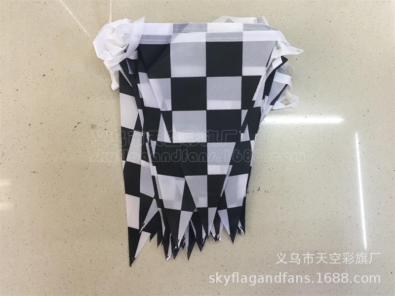 厂家直供黑白格子三角串旗 F1赛车串旗 比赛装饰黑白格三角格子旗-阿里巴巴